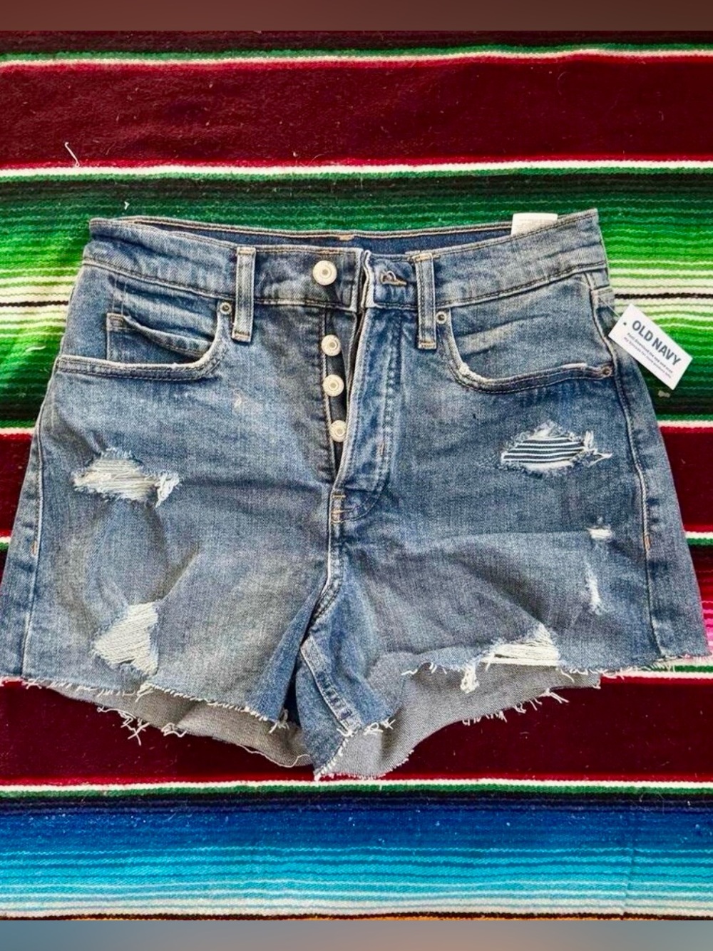 Old Navy Sky-Hi A-Line Distressed Denim Shorts